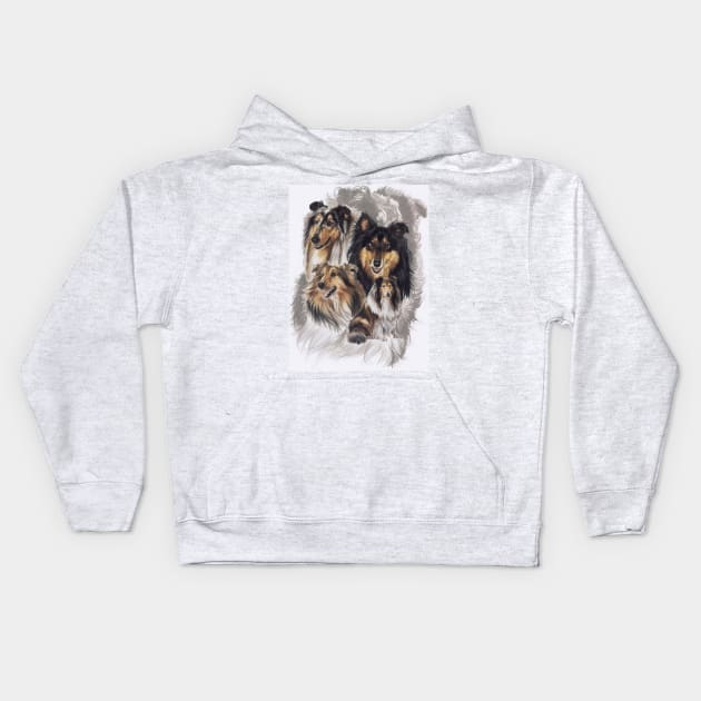 Collie Medley Kids Hoodie by BarbBarcikKeith